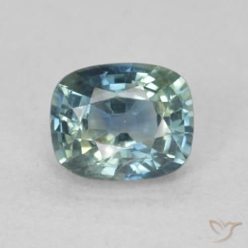 0.80ct Natural Teal Sapphire, Cushion Cut, 5.5x4.5 mm