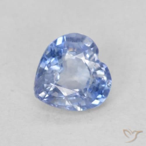 0.58ct Natural Light Blue Sapphire, Heart Shape, 4.9x4.9 mm