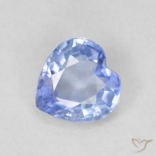 0.58ct Natural Pastel Blue Sapphire, Heart Shape, 5.1x5.1 mm
