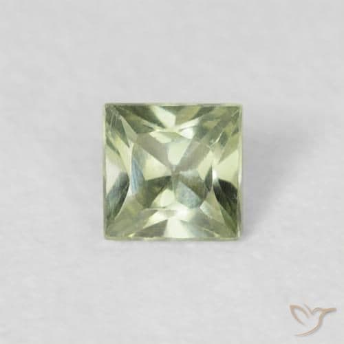 0.18ct Natural Light Green Sapphire, Square, 3x3 mm