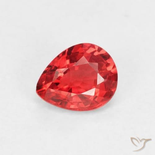 0.48ct Natural Bright Red Sapphire, Pear Shape, 5.1x4.1 mm