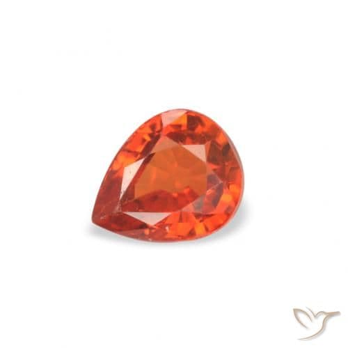 0.52ct Reddish Orange Sapphire, Pear Shape, 5.1x4.2 mm
