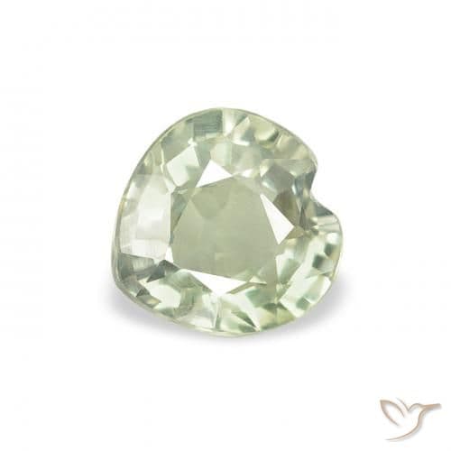 0.65ct Natural Light Green Sapphire, Heart Shape, 5.2x5.2 mm