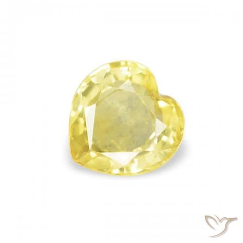 0.40ct Natural Yellow Sapphire, Heart Shape, 4.4x4.4 mm