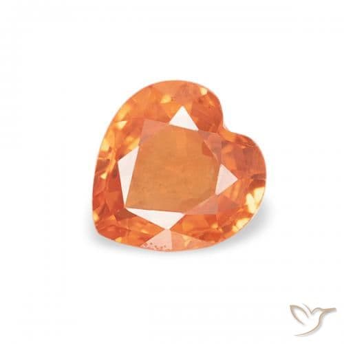 0.45ct Natural Fire Orange Sapphire, Heart Shape, 4.7x4.6 mm